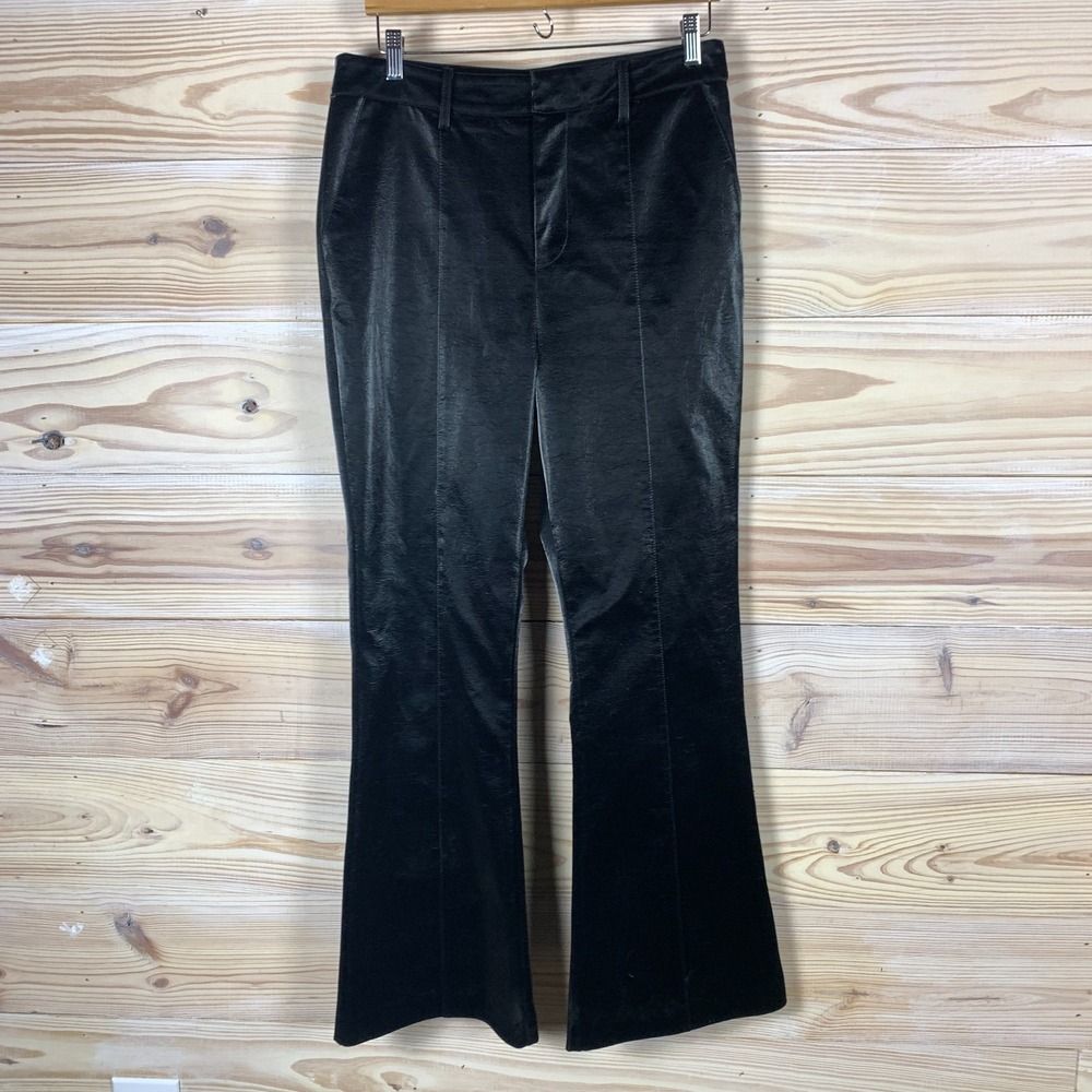 Avec Les Filles Pants Womens 10 Black Faux Leather‎ Flare Leg Vegan Trousers
